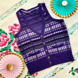 Tommy Hilfiger Purple Gray Plaid Sweater Vest S